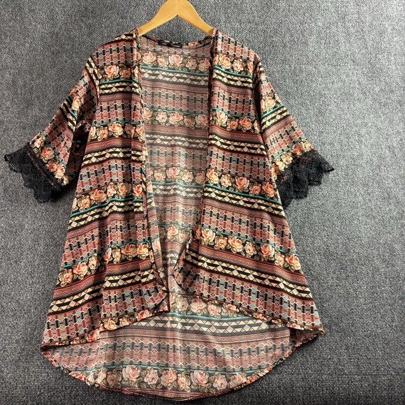 happening in the present Tops - Happening in the Present Sheer Wrap Floral Print Y2K  Womens M
